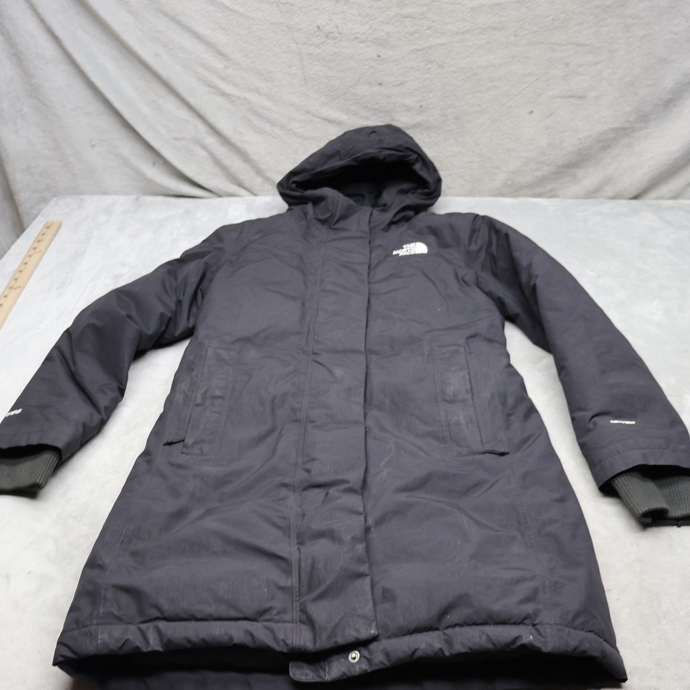 North Face Down Jacket Womens Small BLK 550 Fill Insulated Long Waterproof Parka